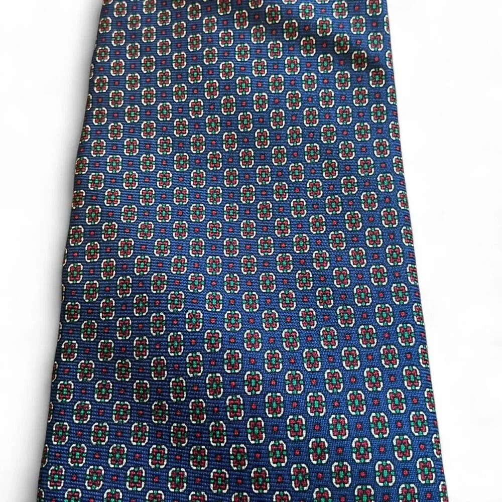Vintage Aquascutum Silk Tie‎ Mens Blue Geometric Print Silk 57